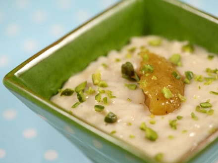 Budino di riso con salsa di mango