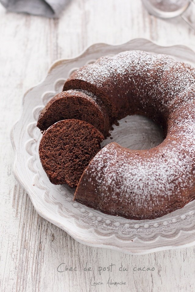 torta digiuno con fettine di cacao