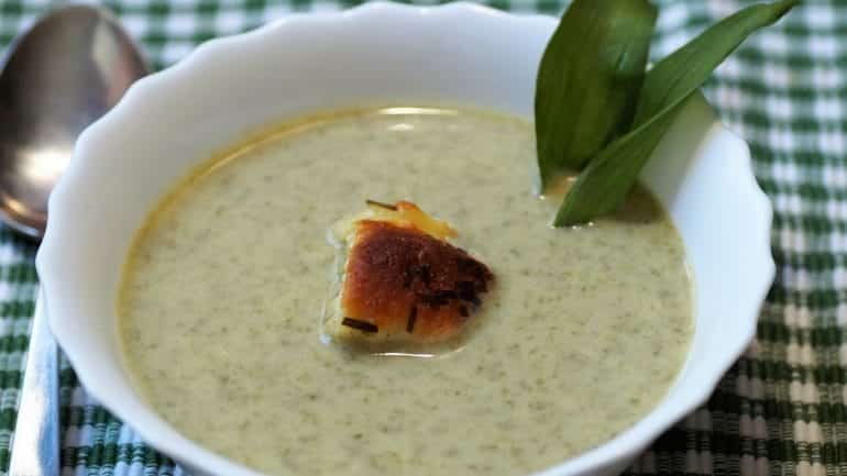 zuppa nutriente all'aglio dell'orso